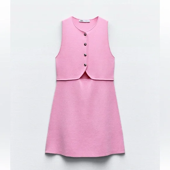 Zara | Dresses | Zara Cut Out Knit Mini Dress Small Pink